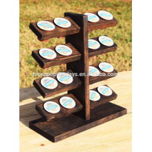 Retail Store Commercial Display Table Top 5-Tier 16 Pieces Portable Dark Solid Wooden K-Cup Holder